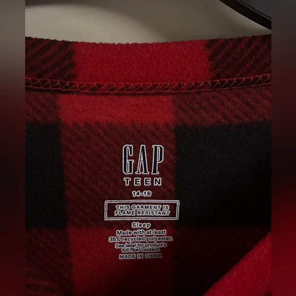 GAP Teen Buffalo Plaid Fleece Pajama Set 14/16